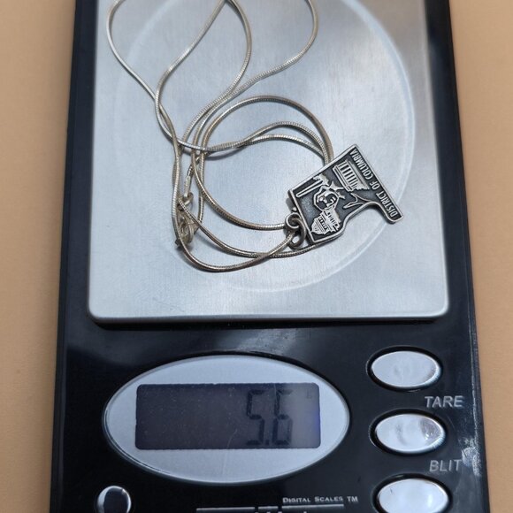 20 Inch Sterling Silver District of Columbia Pendant Necklace A5367 - Picture 6 of 6